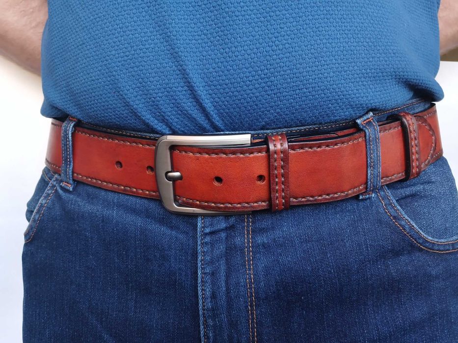 Чоловічий ремінь з натуральної шкіри ручної роботи