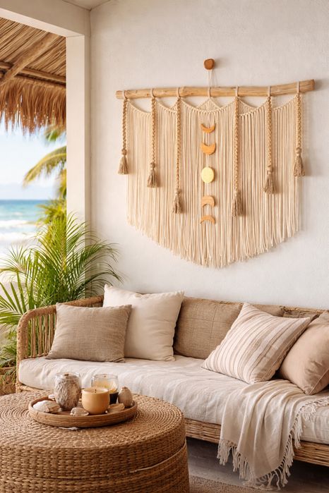 Painel em macrame “ Fazes da lua “