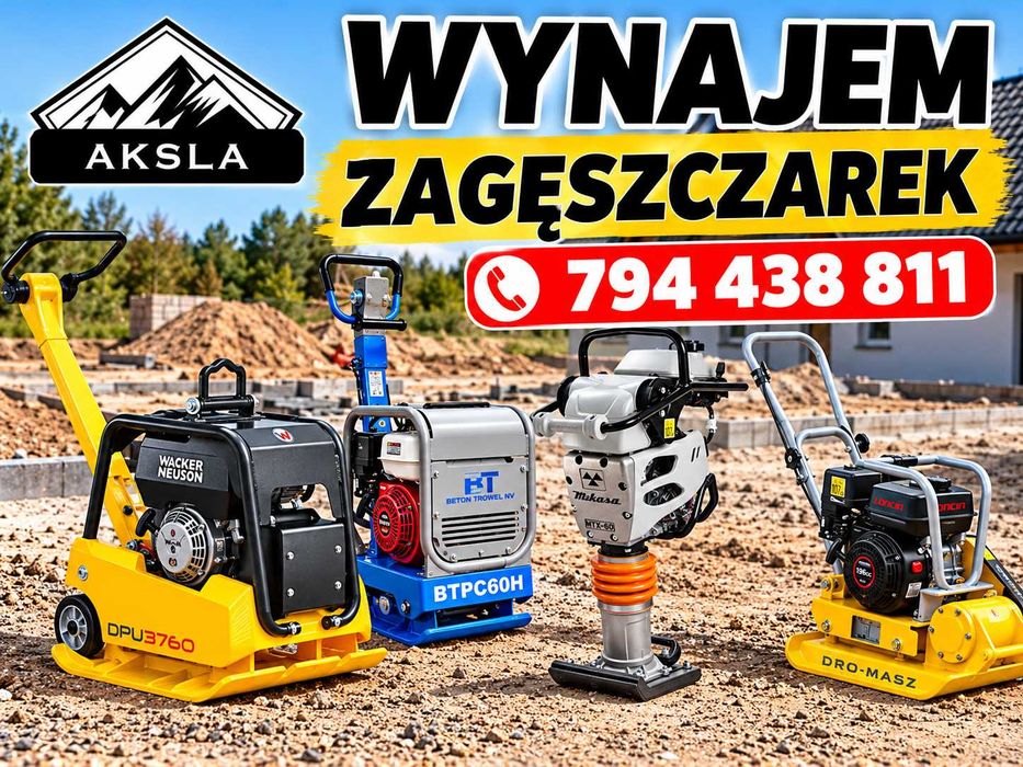 Wynajem zagęszczarek, zagęszczarka na wynajem Transport