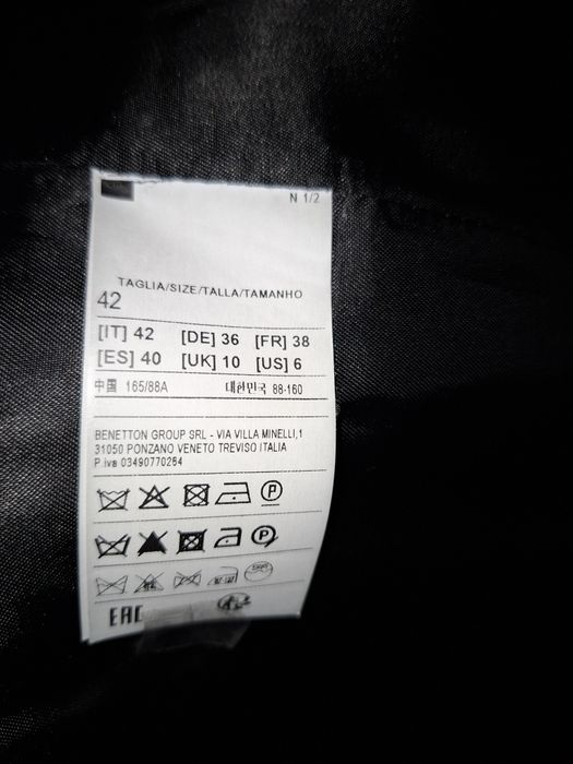 Benetton  damski wełniany szary  płaszcz r.38 Benetton