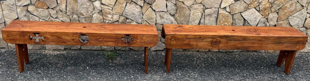 Banco rustico tradicional, feito com sobras de madeira, 150X48 cm