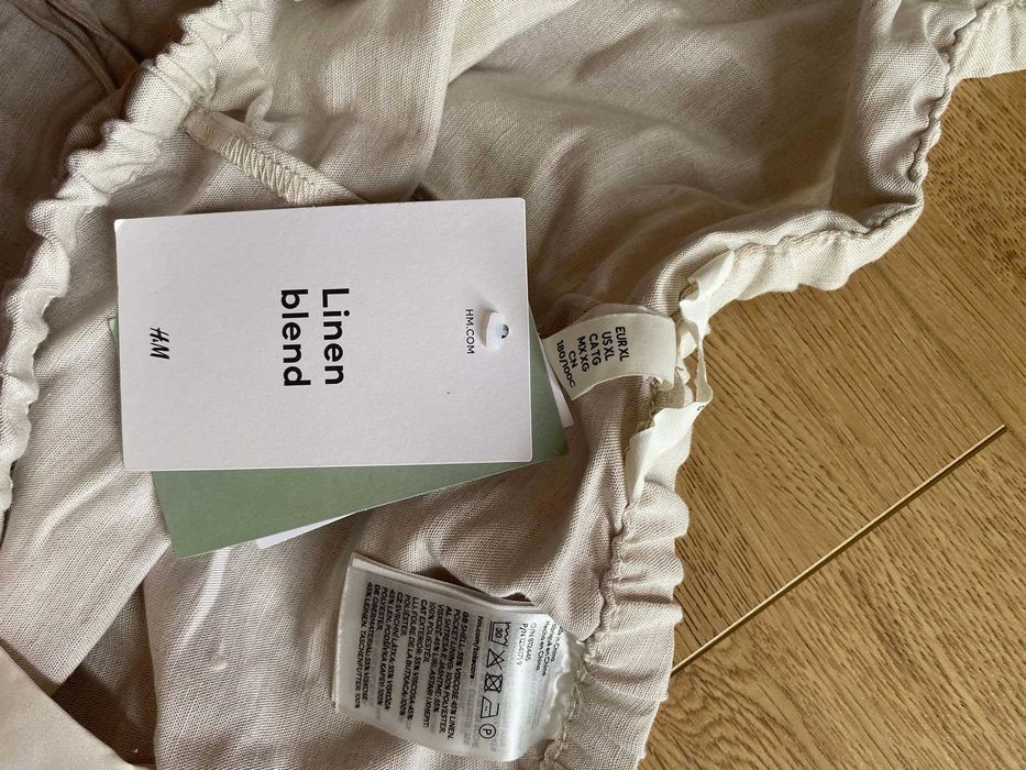 Lniane Beżowe Spodenki