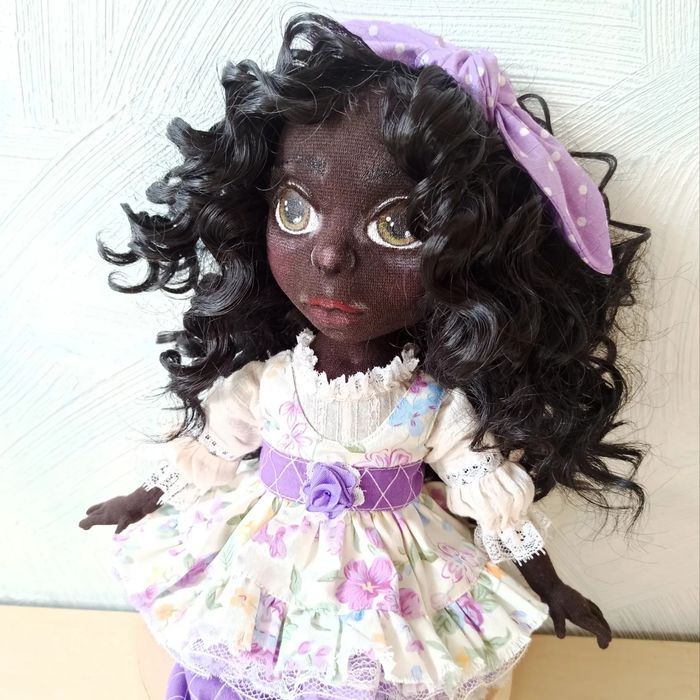 Текстильна шарнірна лялька Мулатка