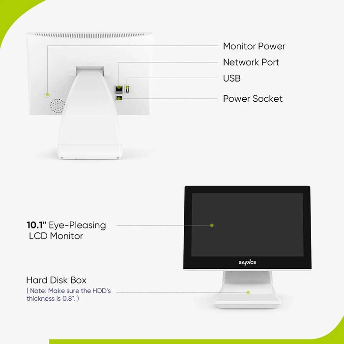 Sistema de Videovigilância SANNCE 10.1" LCD NVR Wi-Fi 4 Canais – Novo