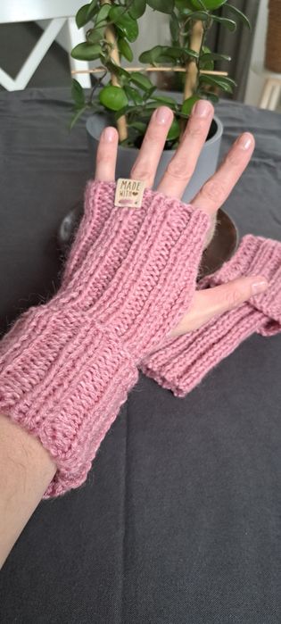 Różowe mitenki/ rękawiczki Handmade.