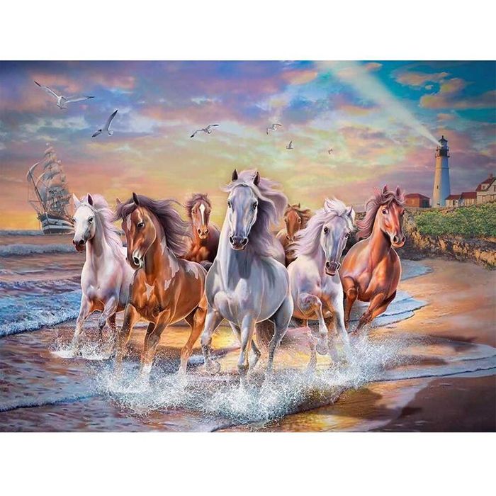Malowanie po numerach Konie na brzegu morskim