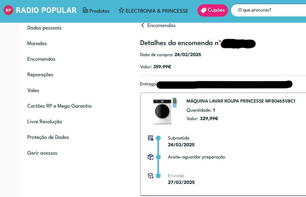 Máquina de Lavar Roupa Princesse 8kg | Menos de 1 Ano | Como Nova