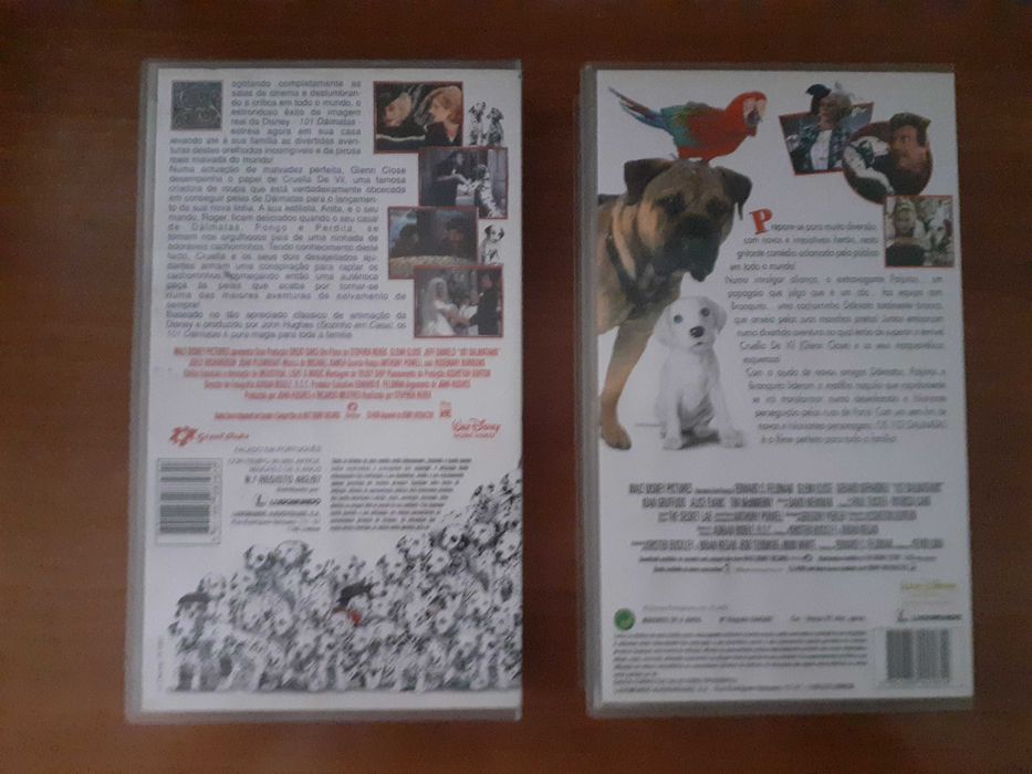2 VHS: "Os 101 Dálmatas" + "Os 102 Dálmatas" (Disney)