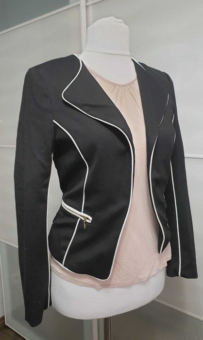 marynarka nr 4 żakiet czarna h&m S lamówki G 04
