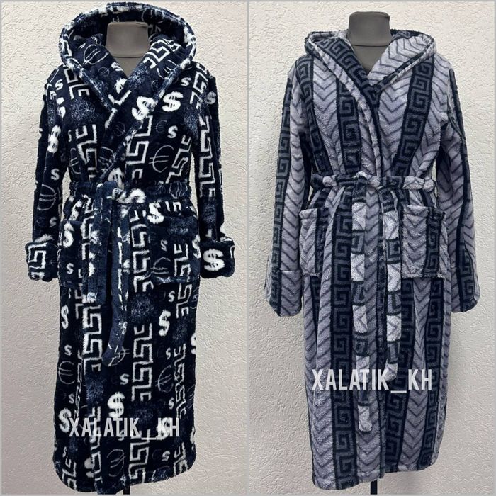 Мужской длинный халат с капюшоном (12 расцветок)