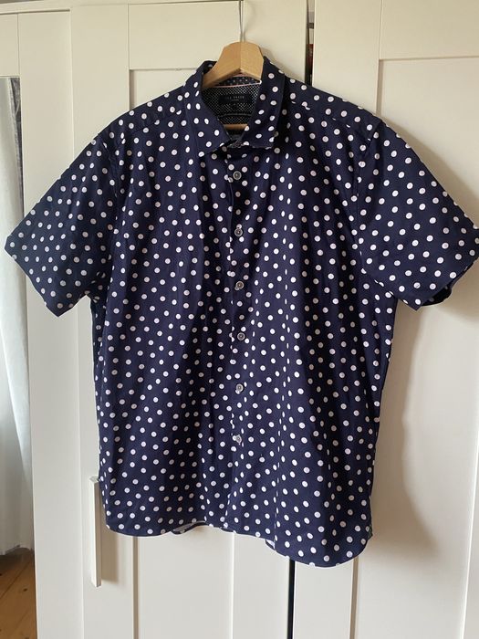 Ted Baker London koszula męska L granatowa w grochy elegancka smart casual