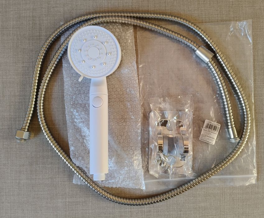 słuchawka prysznicowa + wąż + uchwyt - biała