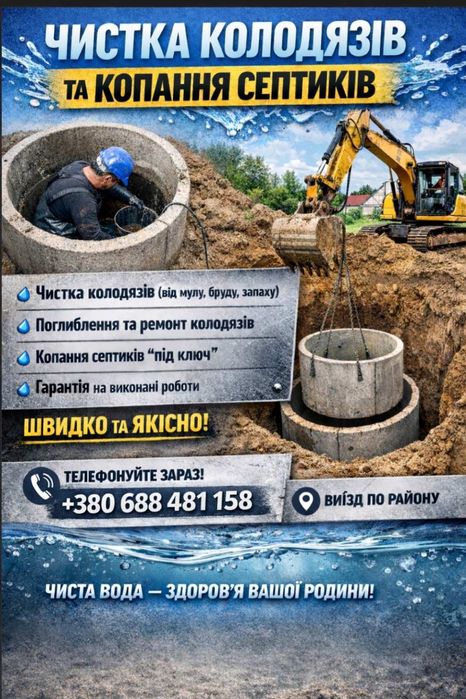 Копання Септиків ,Чистка Колодязів