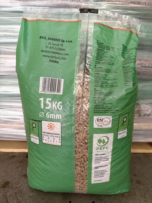 Pellet A1 Dankros 18MJ 15 kg. Produkt Polski