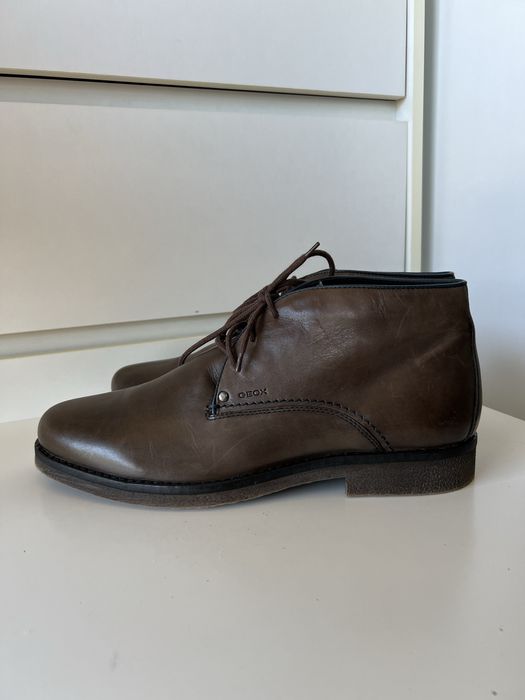 Brązowe skórzane męskie trzewiki Geox buty chukka skóra naturalna wiązane rozmiar 46