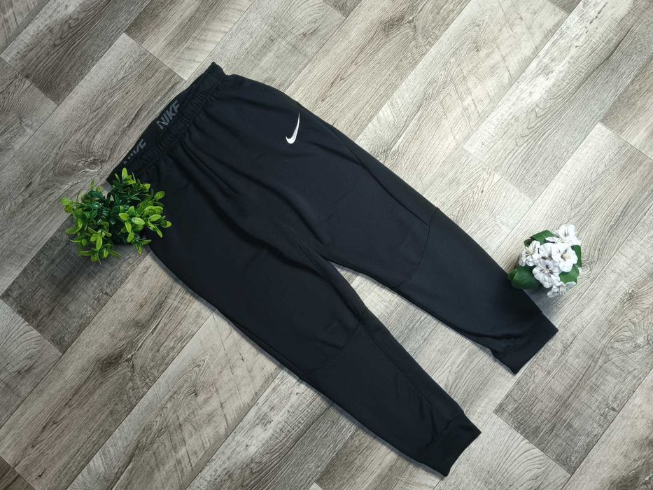 [М] NIKE DRY FIT широкі чоловічі бігові штани чорні бавовна