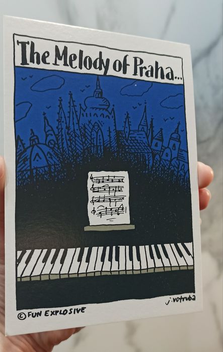 Pocztówka czeska z Czech pianino Praga