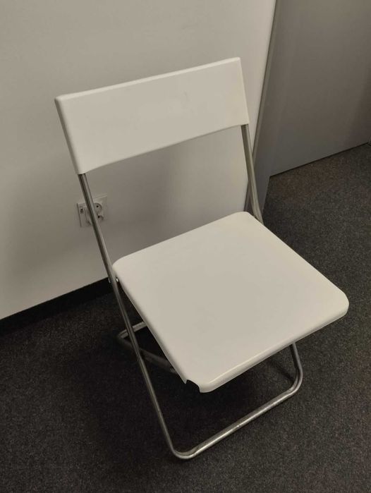 Krzesło składane, białe – metalowy stelaż