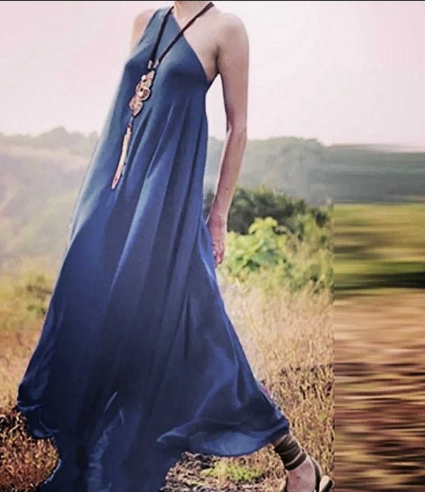 Vestido azul 1 alca assimétrico novo
