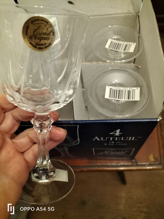 Cristal D' Arques conjunto de 4 copos pé alto em caixa