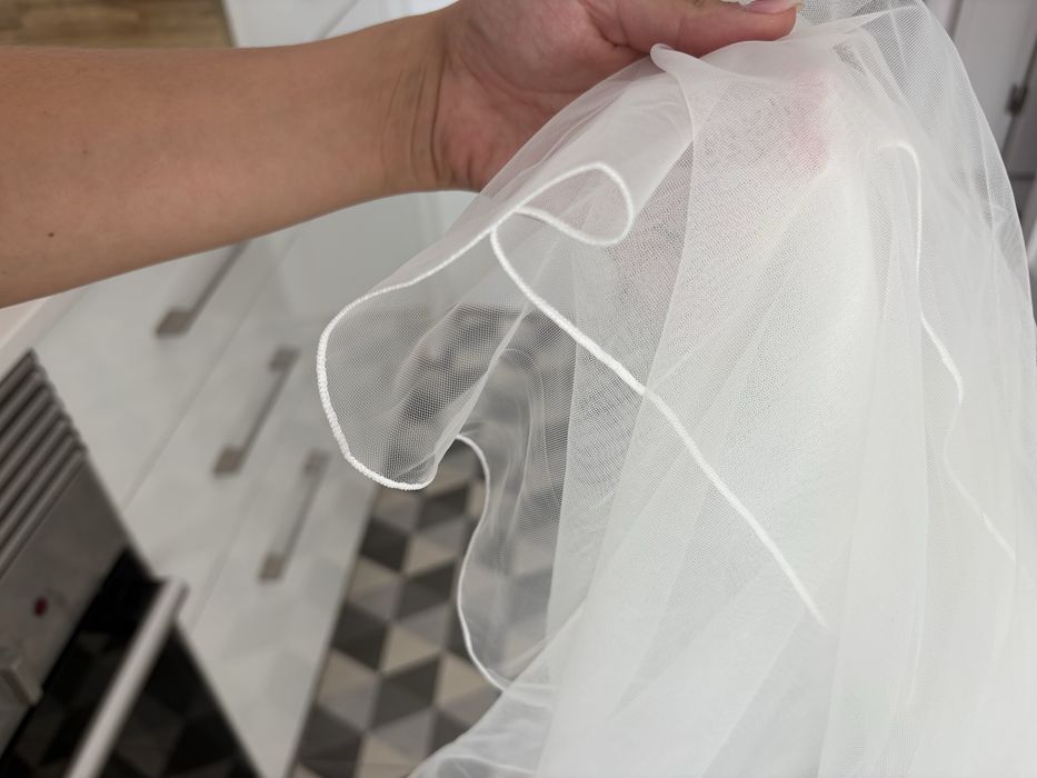 véu de noiva casamento branco marfim longo curto macio tule simples lápis borda com pente 227cm