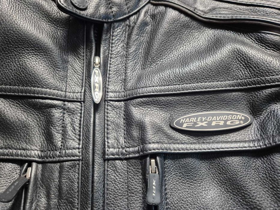 Casaco em pele Harley Davidson FXRG com protecoes como novo