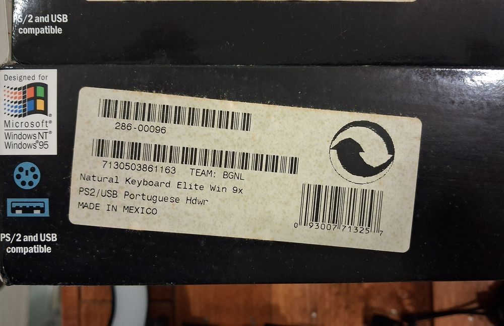 Teclado Ergonómico Vintage Microsoft Natural Keyboard Elite (Novo e