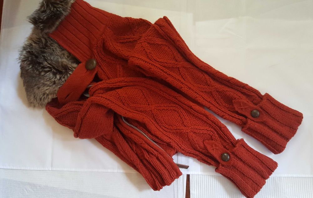 Casaco curto malha canelada com gola de pêlo-Coronel Tapioca- Novo