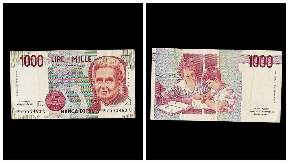 Банкнота 1000 лір 1990 рік, Італія