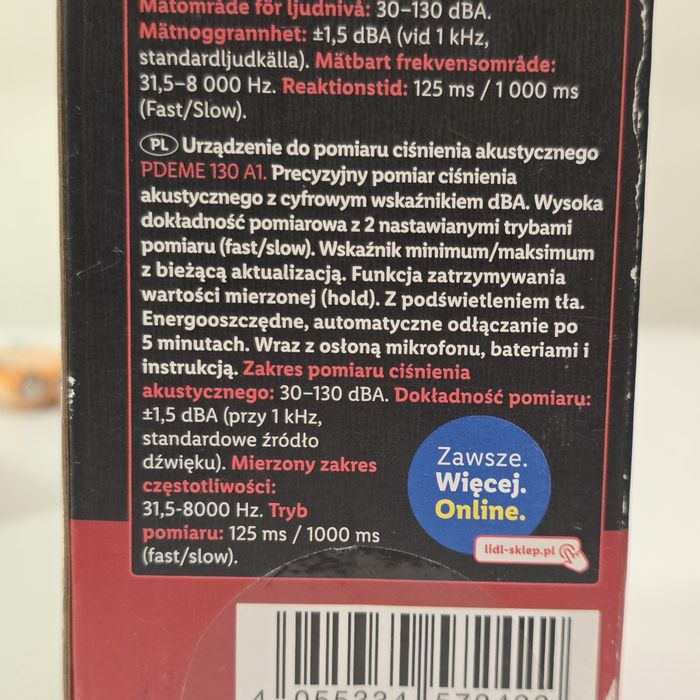 Sonometr Decybelometr miernik głośności Parkside PDEME 130 A1