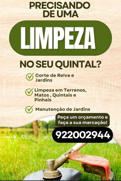 Corte de terrenos, abate de árvores, limpeza e jardinagem.