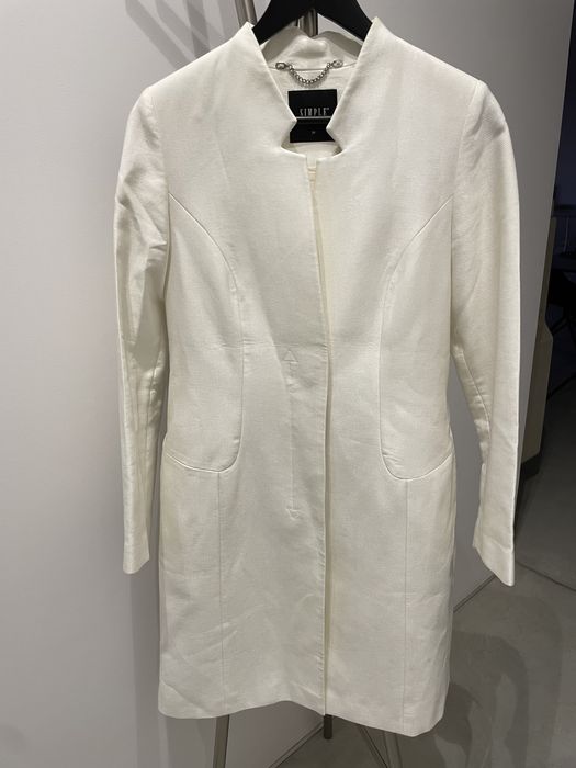 Płaszcz Simple Biały 38/M Elegancki