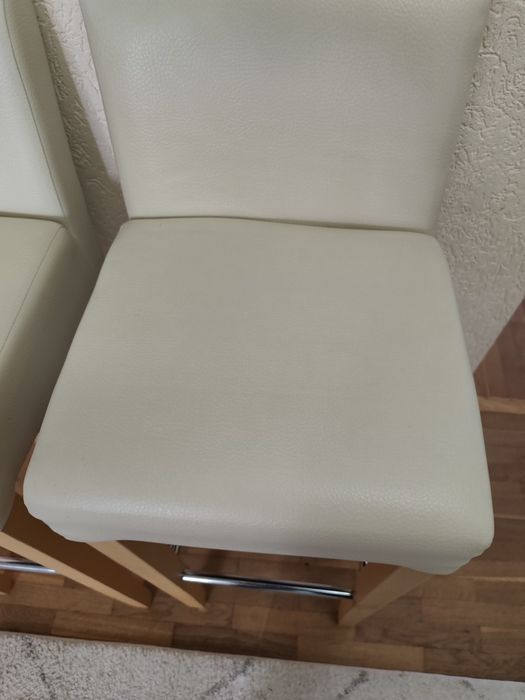 Hokery barowe / krzesła do wyspy kuchennej (2 sztuki), Kremowe, eko skóra