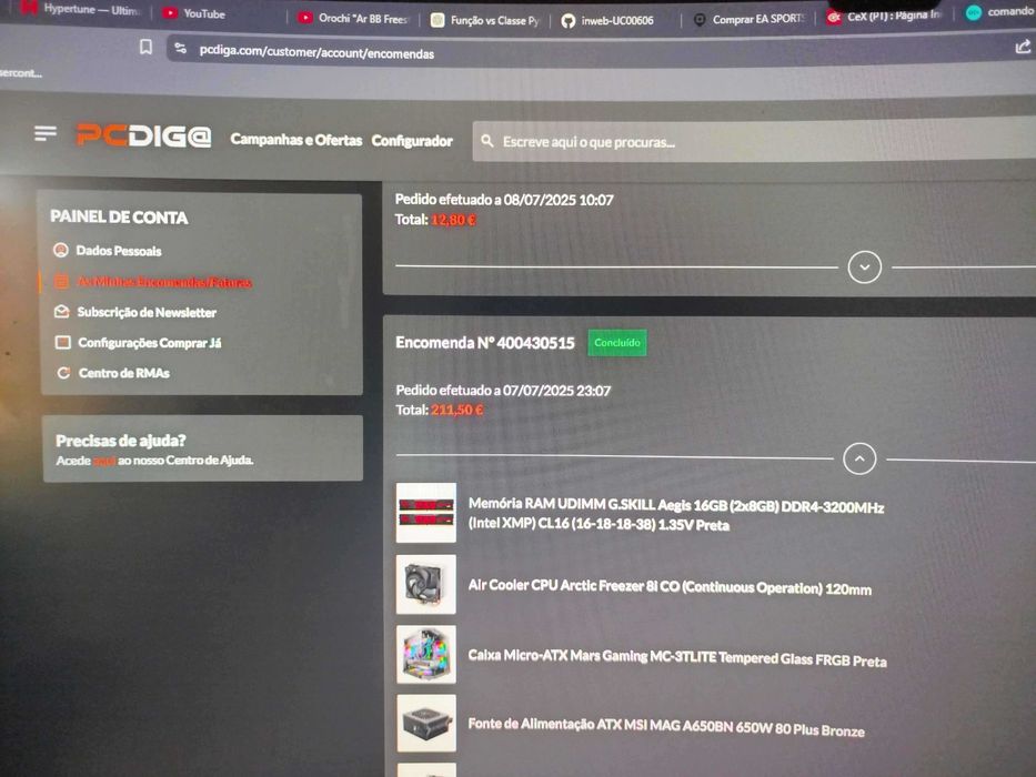 RAM G.SKILL 16GB (2x8GB) DDR4 3200MHz CL16 – Como Novas + Garantia