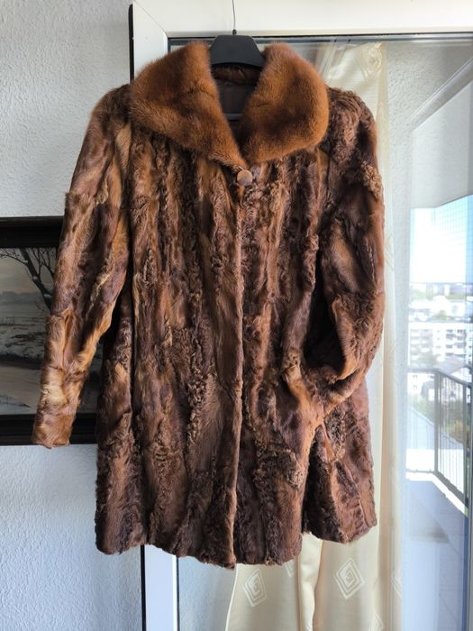 Futro rude łapki karakułowe  i kołnierz z norek