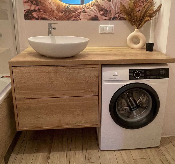 Szafka pod umywalkę z blatem nad pralkę -  meble łazienkowe