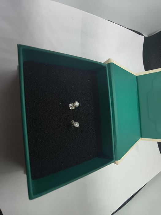 Złote kolczyki z brylantami 0.35ct Si1/K certyfikat