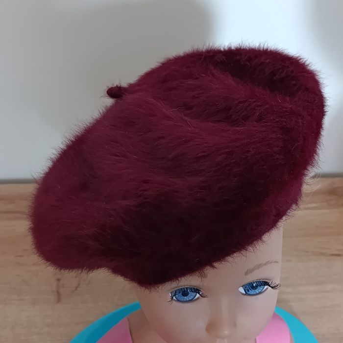 Vintage love , beret damski burgundowy