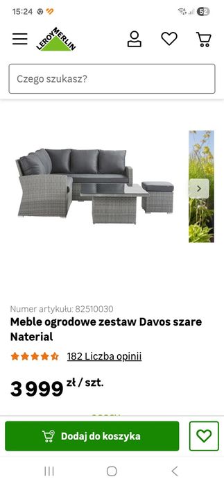 Meble ogrodowe zestaw Davos szare Naterial