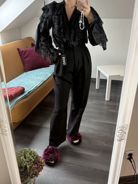 NOWE eleganckie czarne spodnie prosta nogawka z kieszeniami EMO polski producent roz. 34 XS
