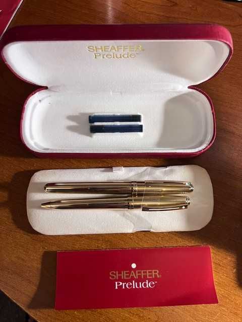 Conjunto Canetas Sheaffer Prelude 368 com banho de ouro 22k (Fluted Gold) (Made in USA)