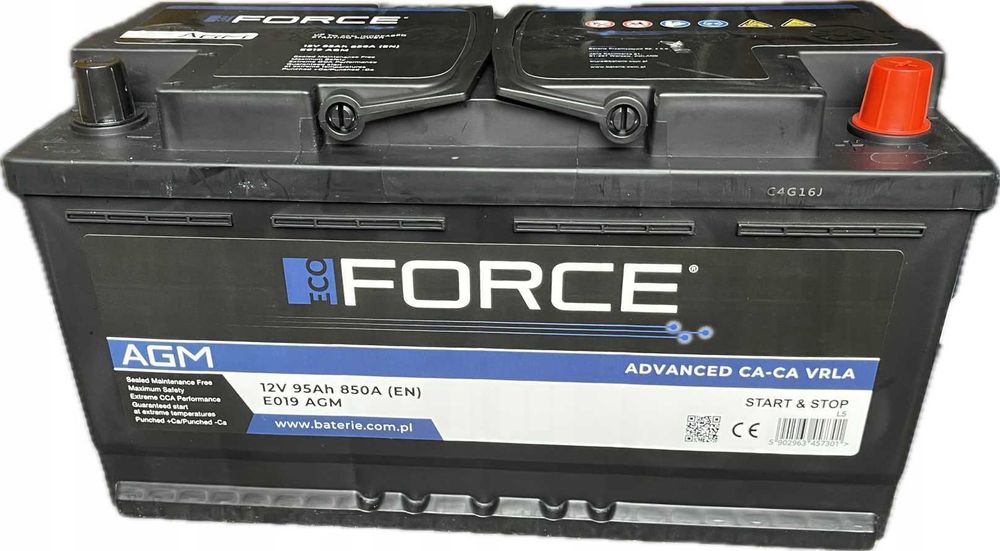 Akumulator ECO-FORCE 95Ah/850A AGM
START-STOP P+