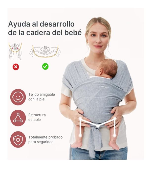 Momcozy Fular porta-bebés elástico para recém-nascidos, ajustável e ergonómico.
Canguru
