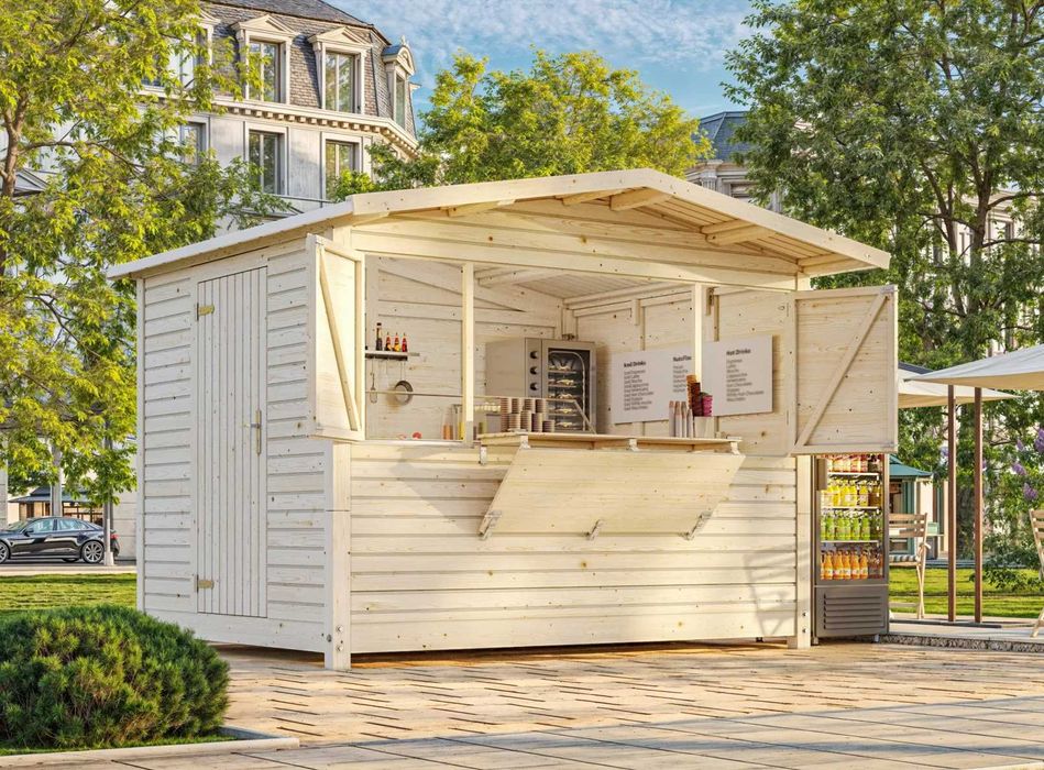 Drewniany rozkładany pawilon handlowy kiosk MARIAN62 2.98x2.28m 16mm