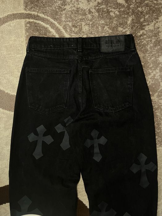 джинси в стилі Chrome Hearts Cross Patch Black Denim.