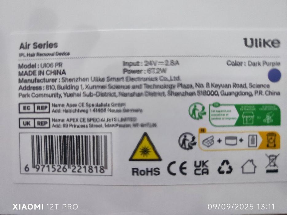 Depiladora IPL laser Ulike Air 3 selada