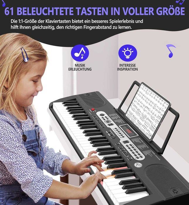 Nowe pianino elektryczne / keyboard / 61 klawiszy / mikrofon !W444!
