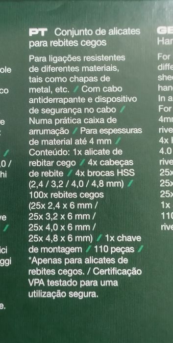 Conjunto alicate para rebites Parkside