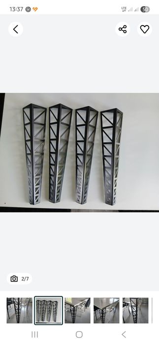 Metalowe czarne loftowe nogi do stołu cztery sztuki