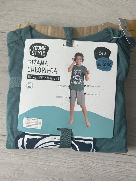 Pizama chlopieca 140 dziecieca nowa krotki rekaw
